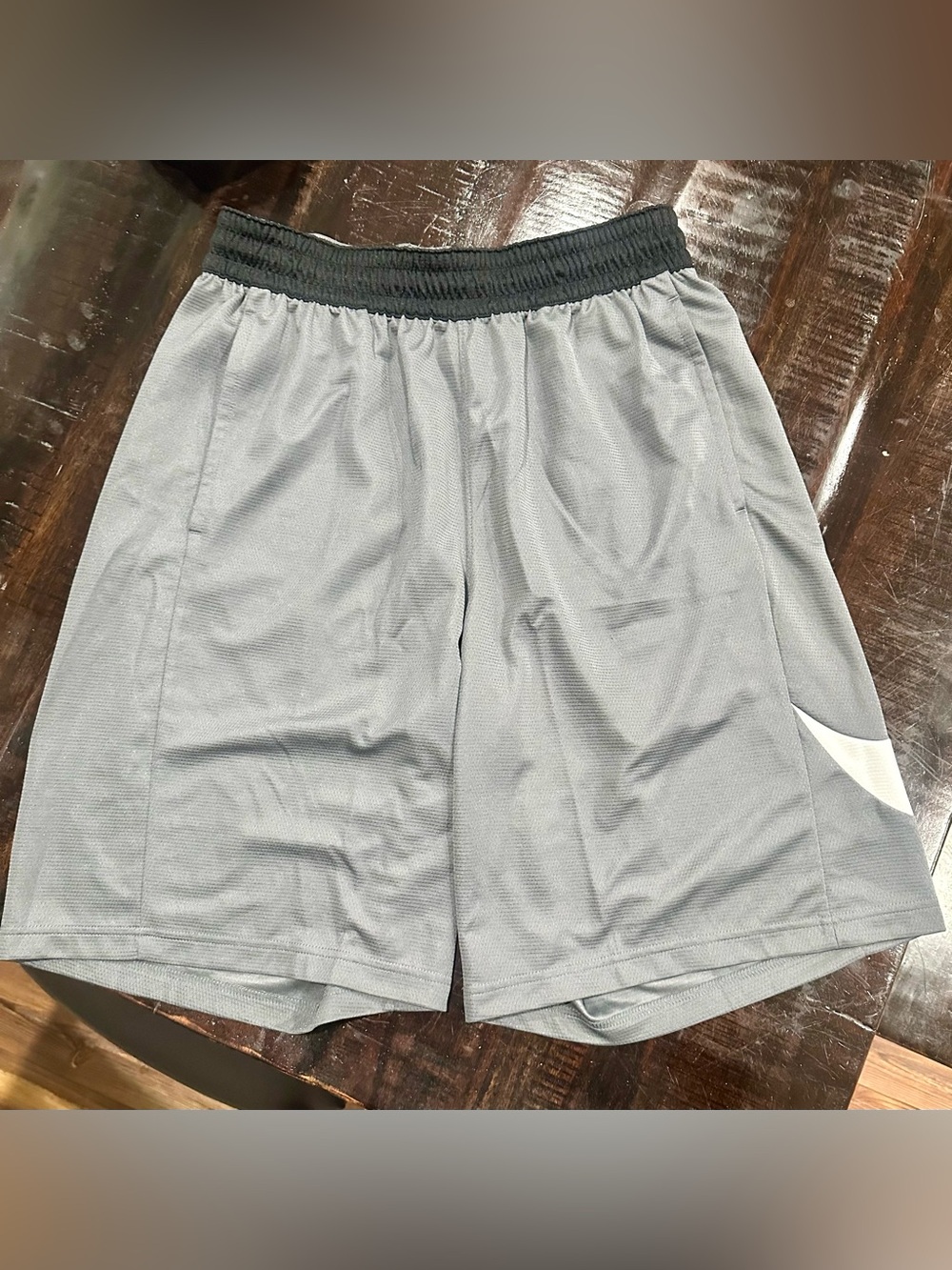 Nike Men’s Grey Mesh Athletic Shorts with Black Waistband Size L